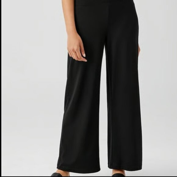 ANN TAYLOR THE WIDE LEG LOUNGE PANT PULL ON POCKET BLACK NWOT $80 L - Picture 1 of 9